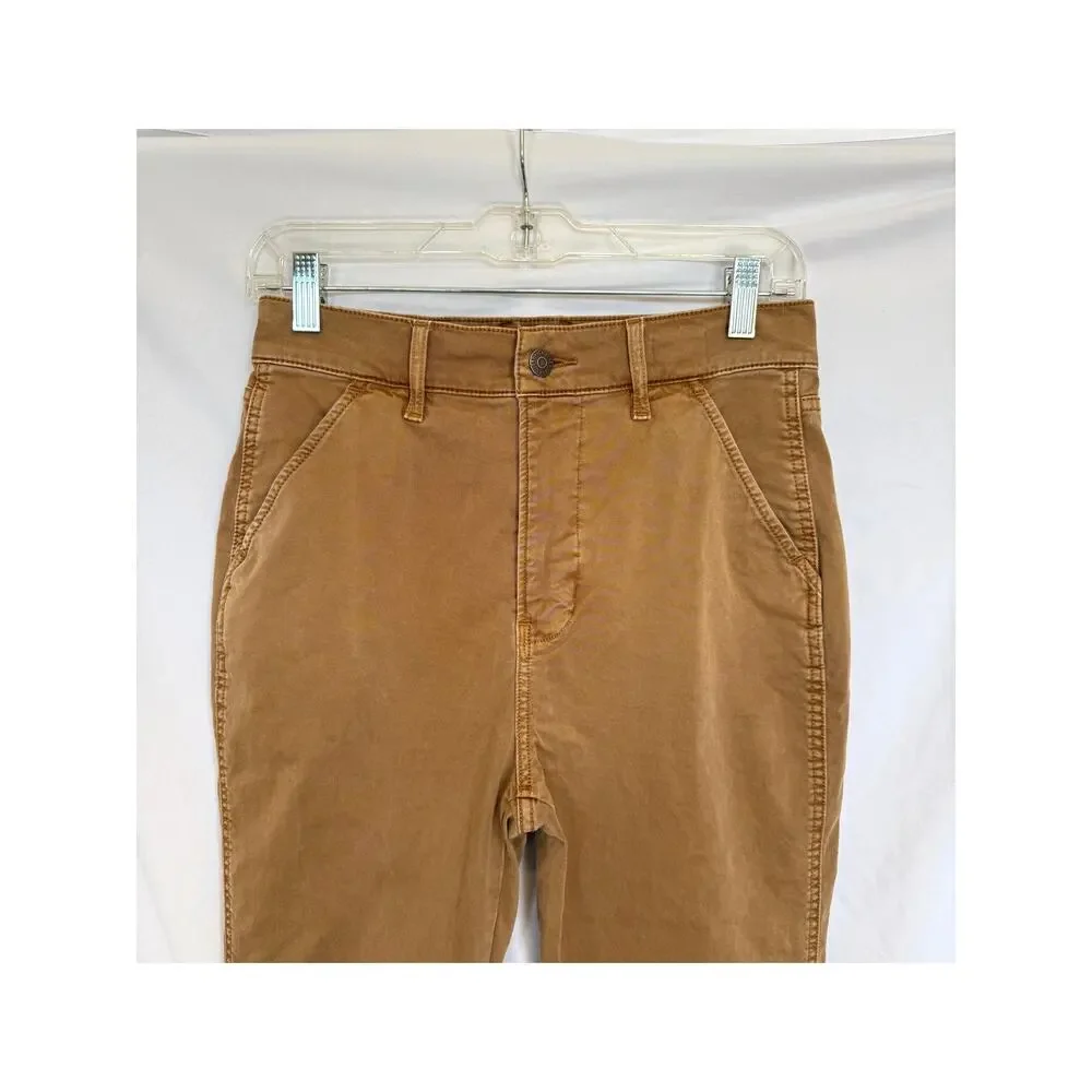 Veronica Beard Jeans Carson Cropped High Rise Ankle Flare Pants Tan Acorn, 28 - Picture 3 of 5